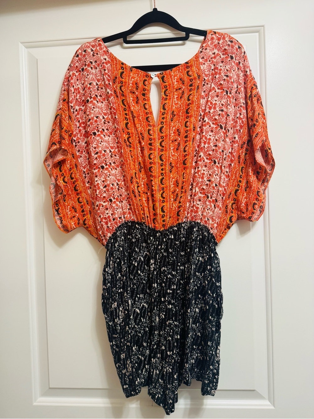 Free People Arizona Mixed Print Romper - Black & Orange - Small - Picture 9 of 9